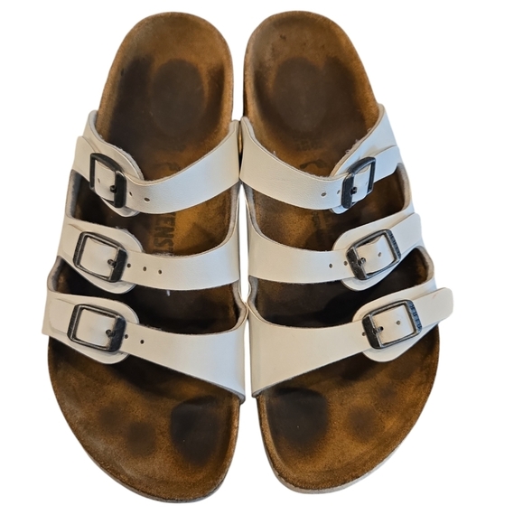 BIRKENSTOCK FLORIDA BIRKO-FLOR WHITE SANDALS. SIZE 38 = 7-8. - Picture 3 of 13